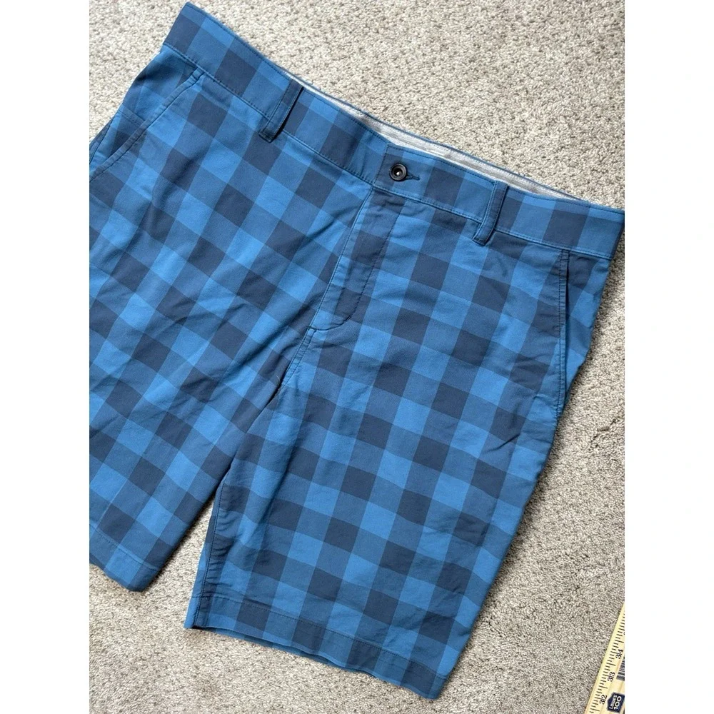Nike Mens 36 Dri-Fit UV Blue‎ Plaid Chino Golf Shorts DH1294 9